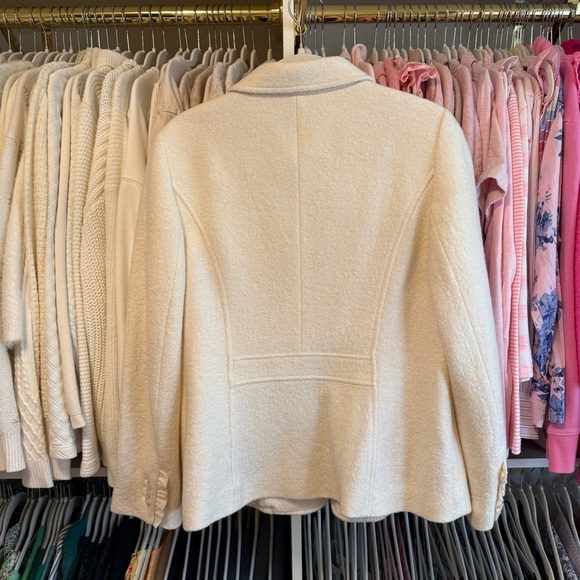 Talbots Women's Wool Cream Ruffle Trim Blazer Jacket - Picture 3 of 3